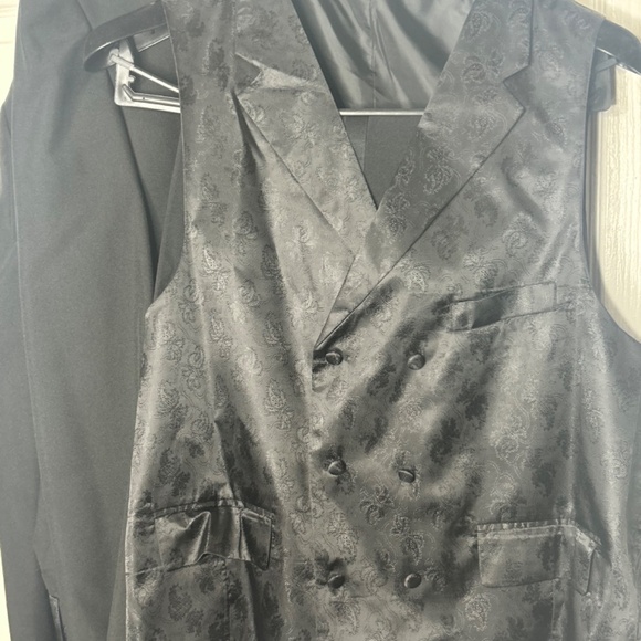 Vittorio St. Angelo Men’s 3-Piece Suit – Size 50L – Black Paisley Lapel Jacket - Picture 4 of 11